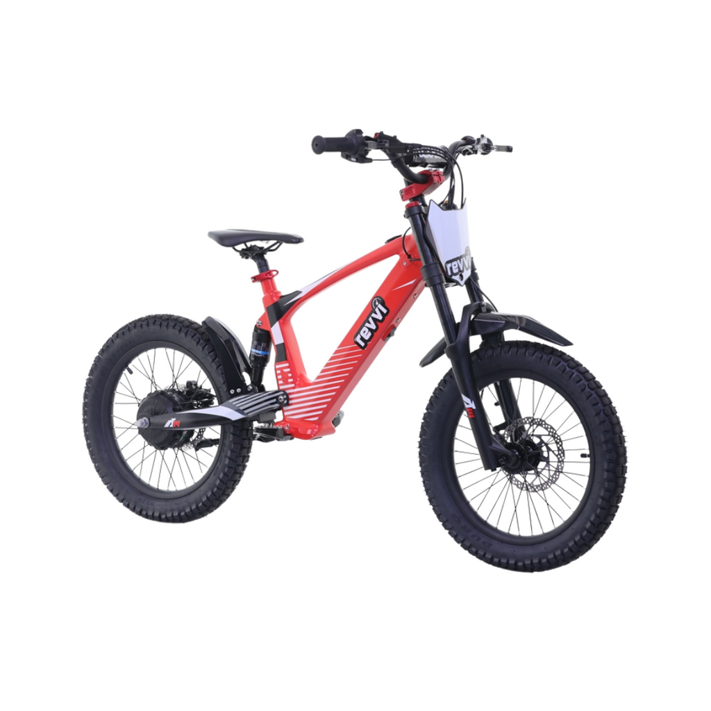 Kids electric off-road bike with 18 inch wheels in black - view 11