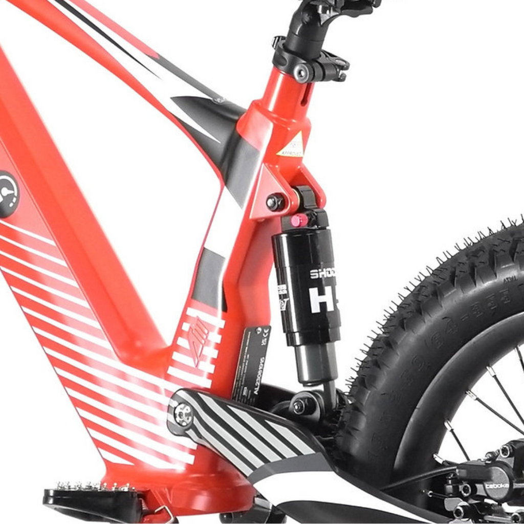 Kids electric off-road bike with 18 inch wheels in black - view 13