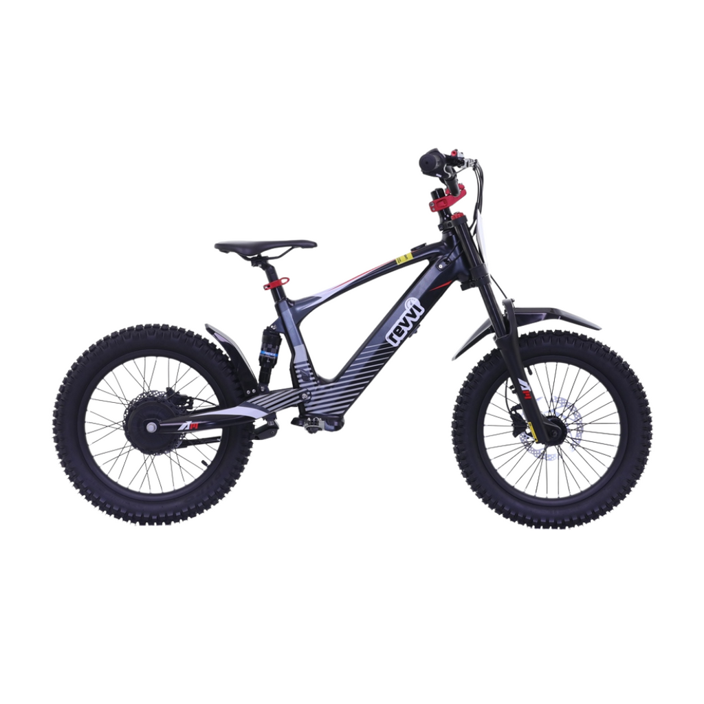Kids electric off-road bike with 18 inch wheels in black - view 2