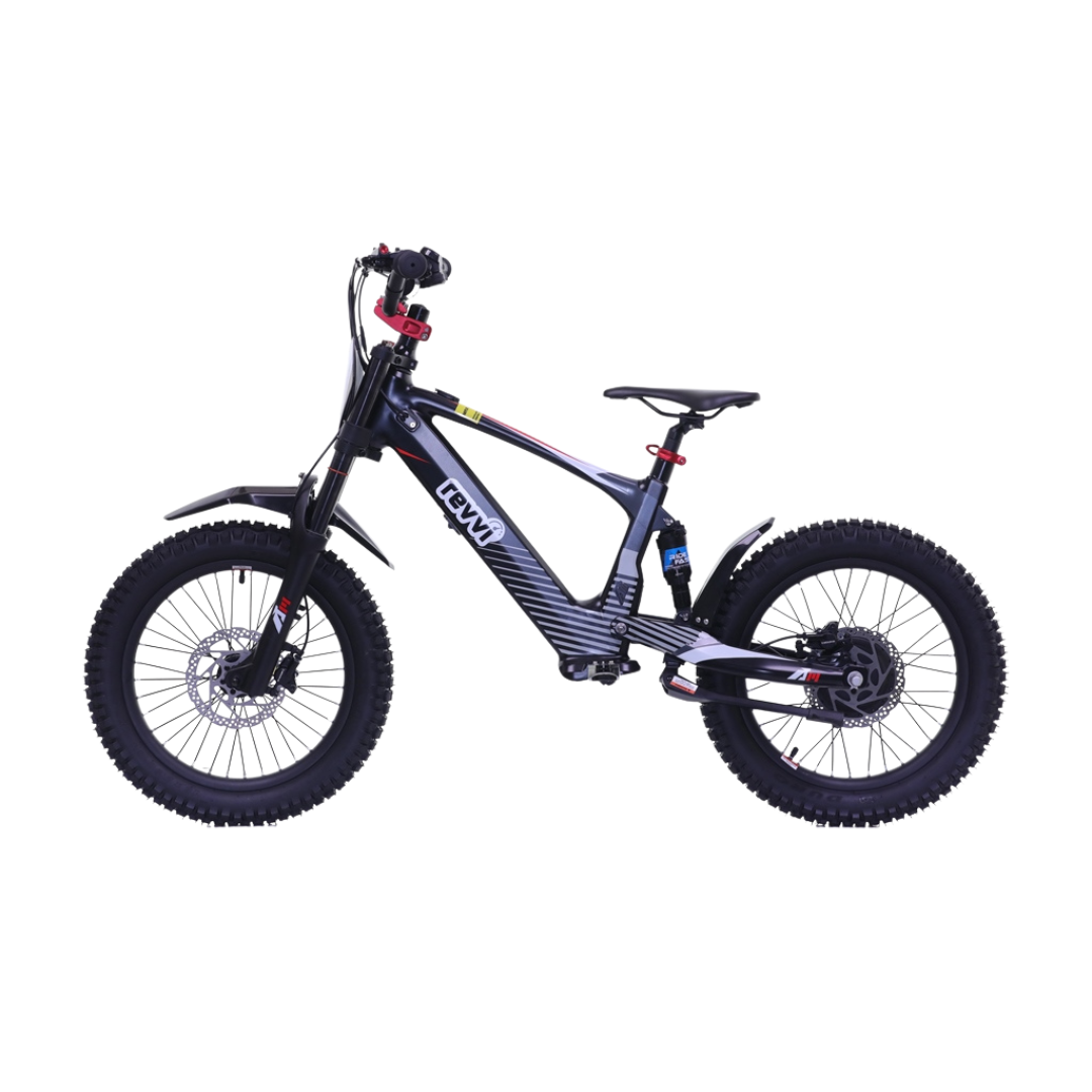 Kids electric off-road bike with 18 inch wheels in black - view 4