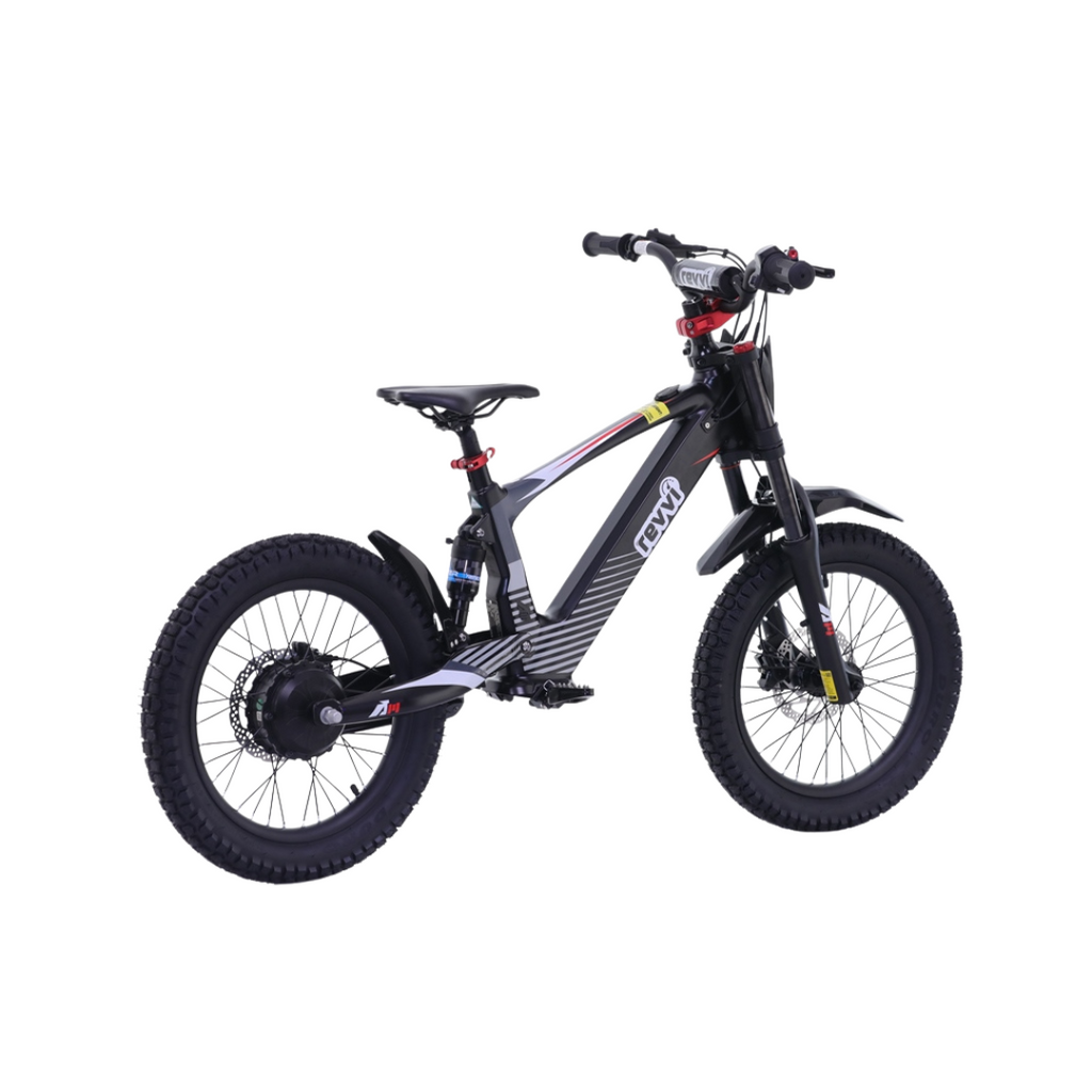 Kids electric off-road bike with 18 inch wheels in black - view 5