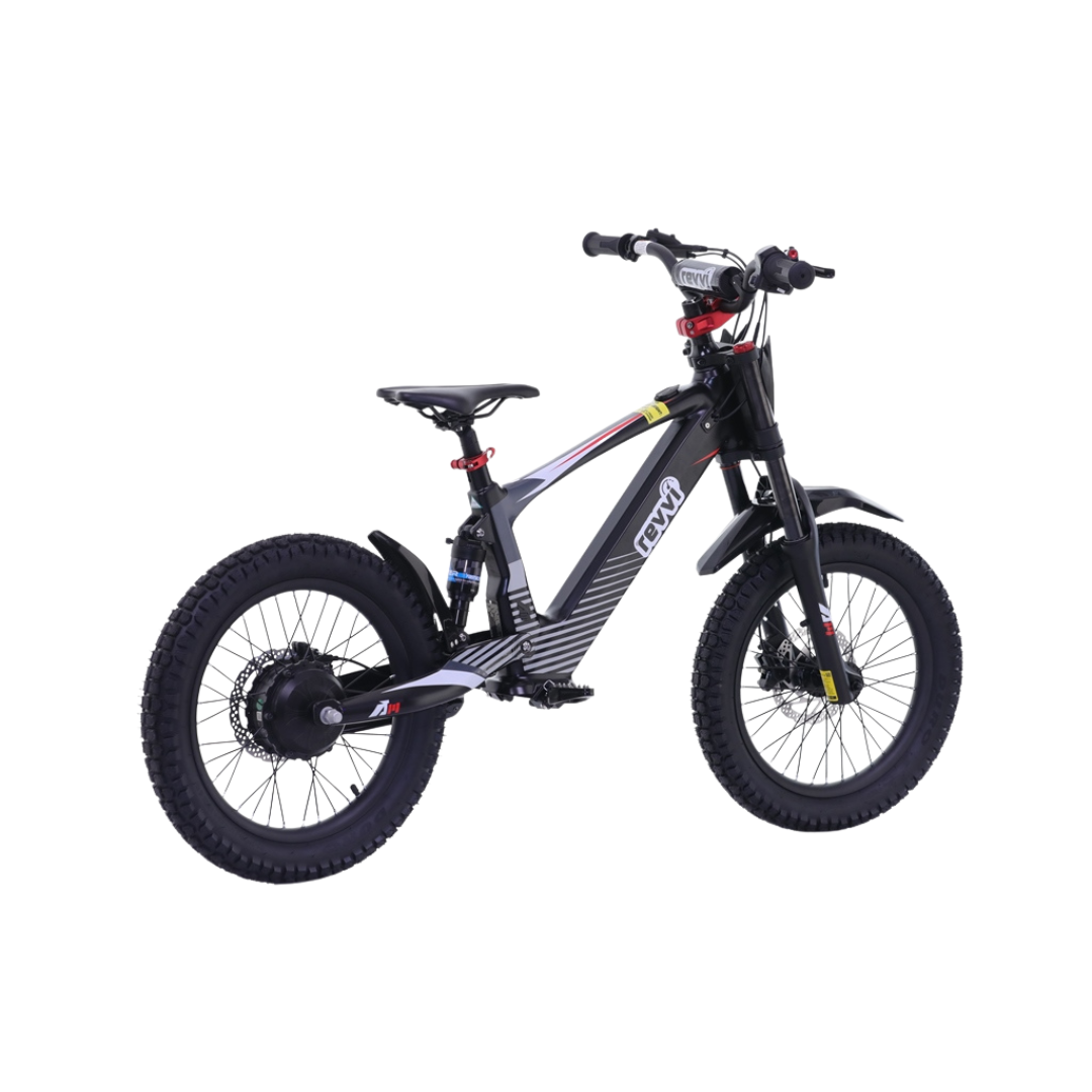 Kids electric off-road bike with 18 inch wheels in black - view 5