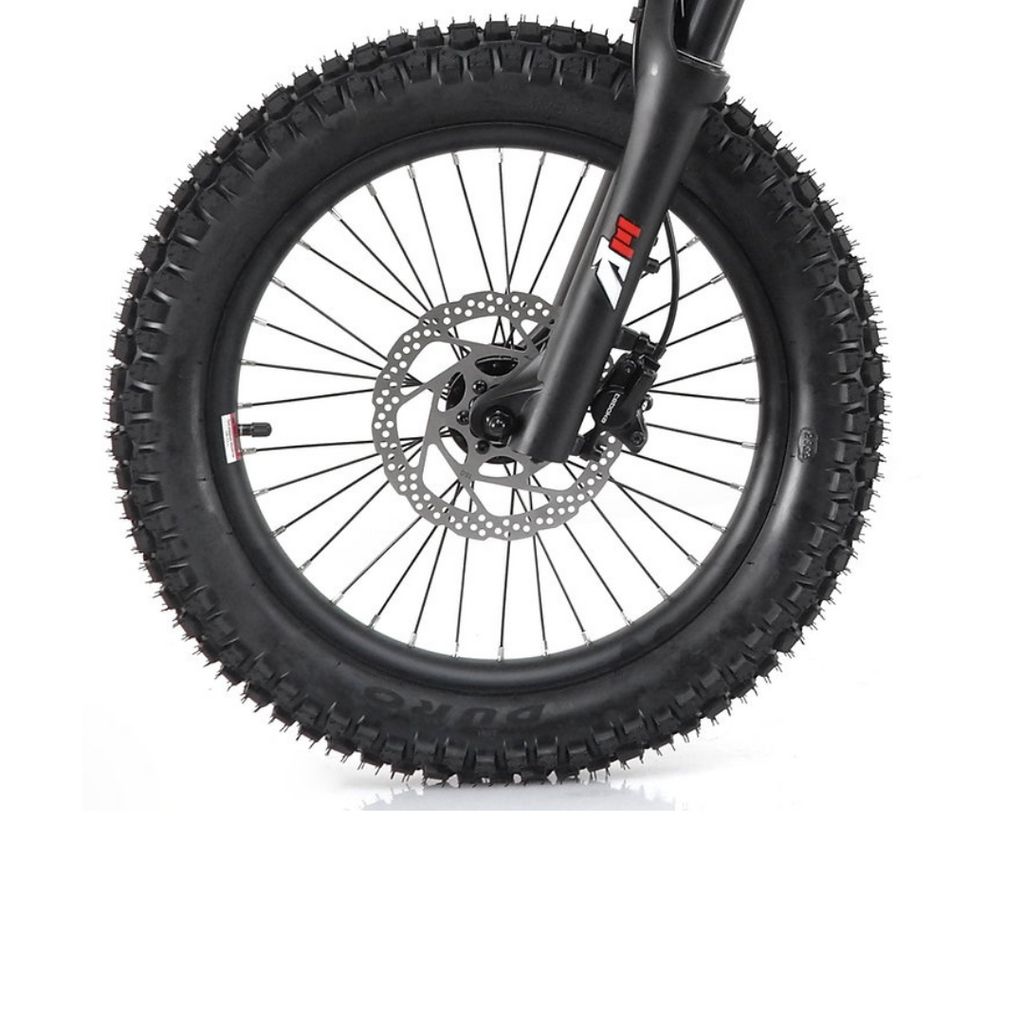 Kids electric off-road bike with 18 inch wheels in black - view 6