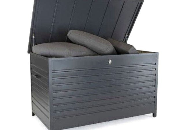Large Aluminium Garden Cushion Storage Box in Grey