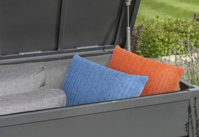 Large Aluminium Garden Cushion Storage Box in Grey - view 2