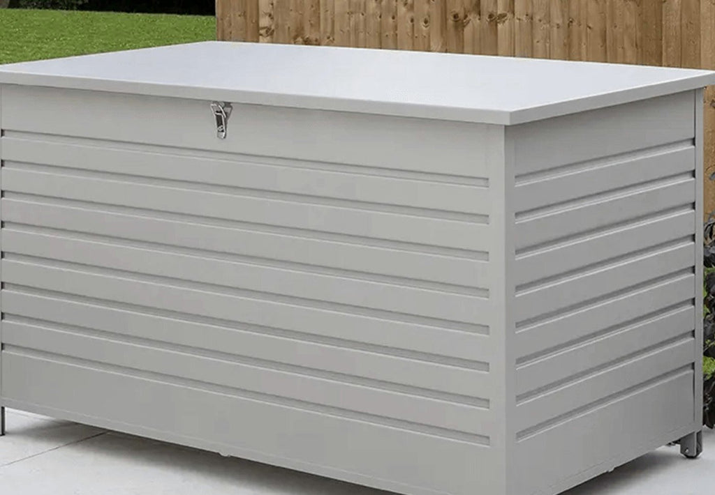 Large Aluminium Garden Cushion Storage Box in Pebble Grey