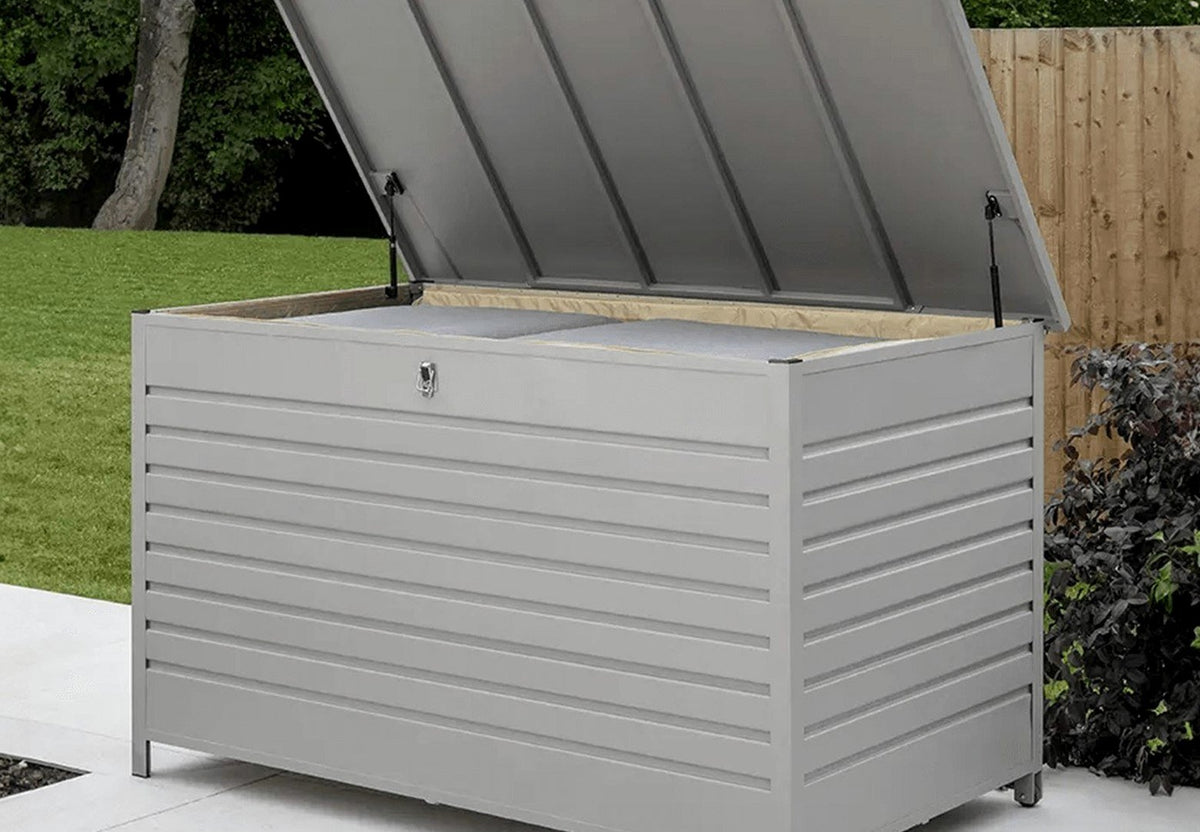 Large Aluminium Garden Cushion Storage Box in Pebble Grey - view 2