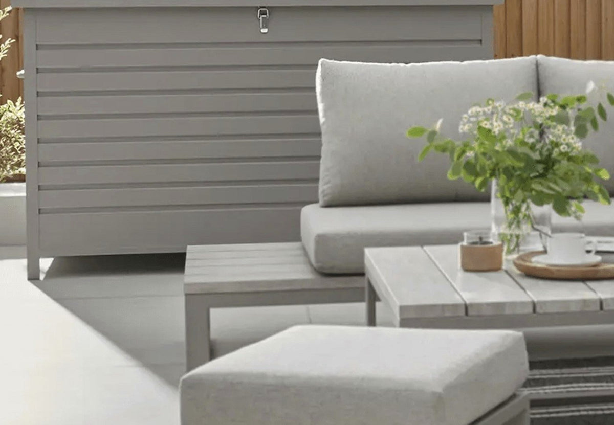 Large Aluminium Garden Cushion Storage Box in Pebble Grey - view 3