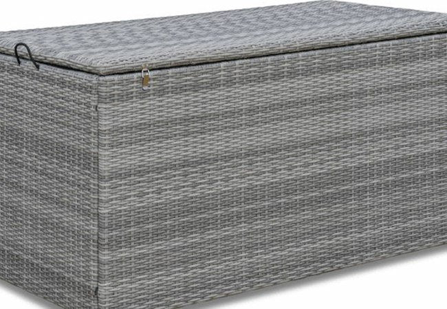 Large Woven Cushion Storage Box in Stone