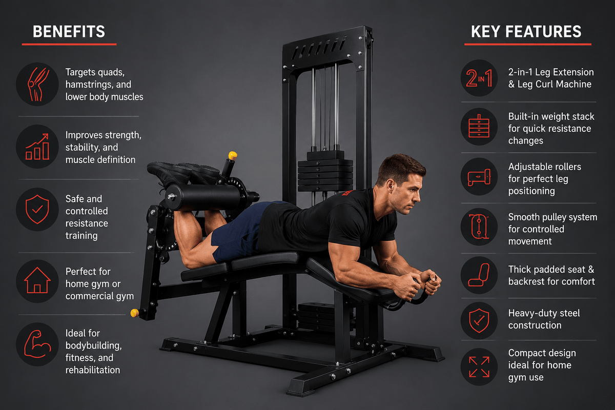 Leg extension and leg curl machine with 89 kg weight stack - view 5