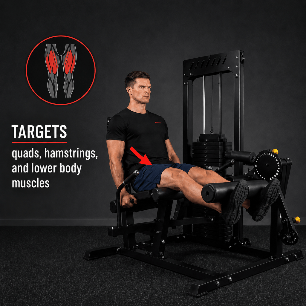 Leg extension and leg curl machine with 89 kg weight stack - view 6