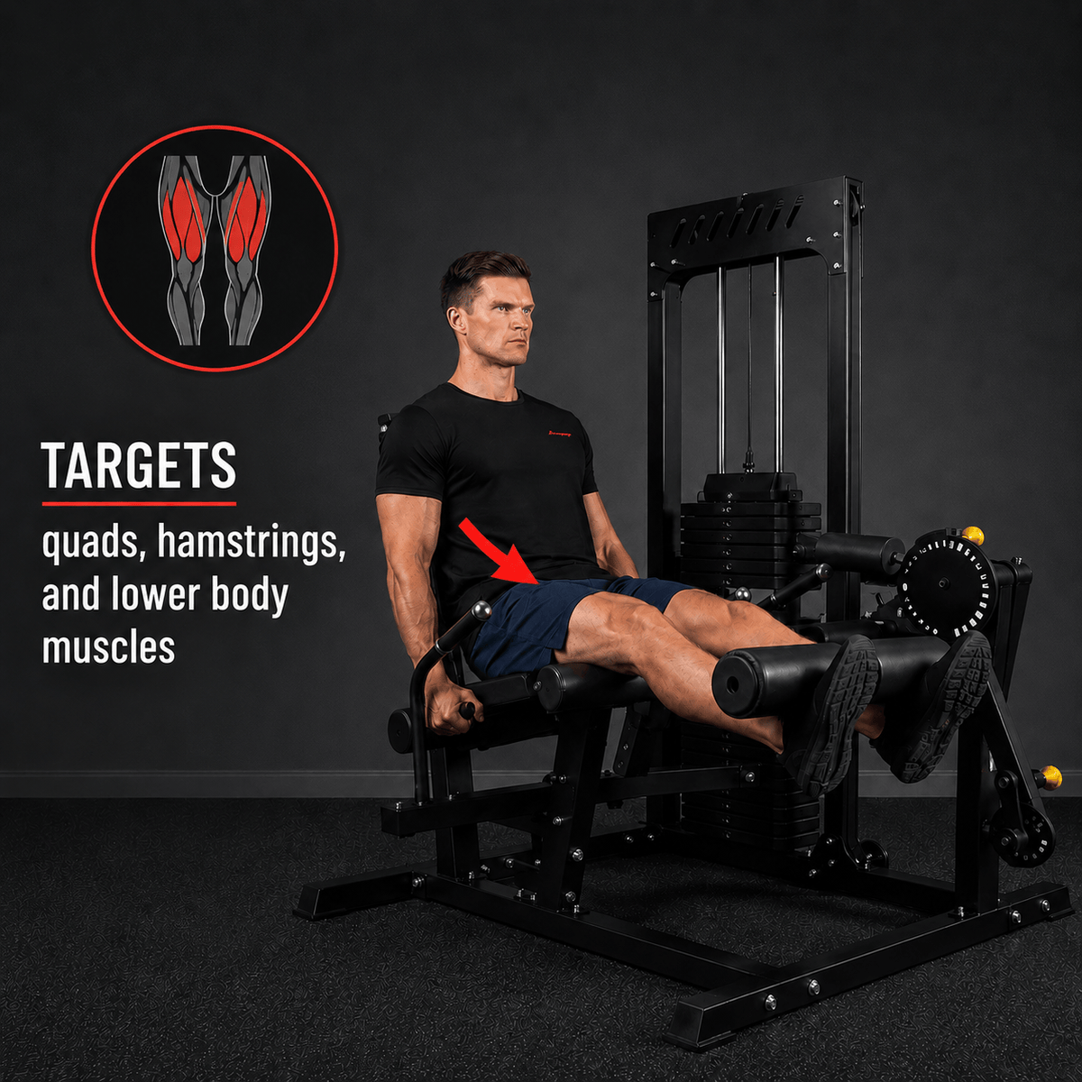 Leg extension and leg curl machine with 89 kg weight stack - view 6