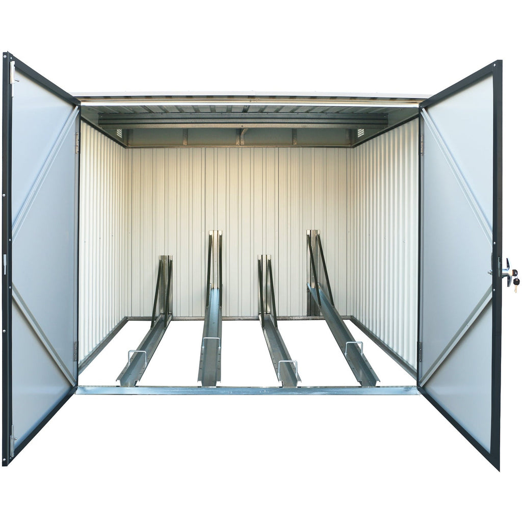 Metal Bike Shed 2 x 2 m (6 x 6 ft) for 4 Bicycles - Anthracite and White - image 1