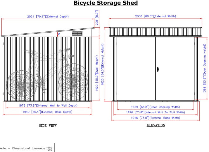 Metal Bike Shed 2 x 2 m (6 x 6 ft) for 4 Bicycles - Anthracite and White - image 12