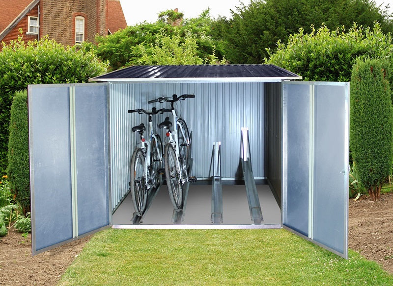Metal Bike Shed 2 x 2 m (6 x 6 ft) for 4 Bicycles - Anthracite and White - image 2