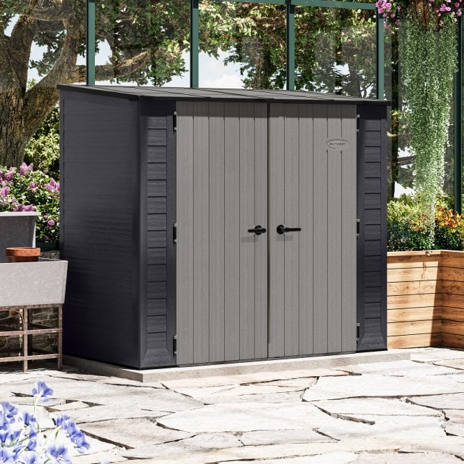 Modern Multi-Wall Resin Garden Shed 2.2 x 1.2 m (7 x 4 ft) with Full-Width Shelf - image 1