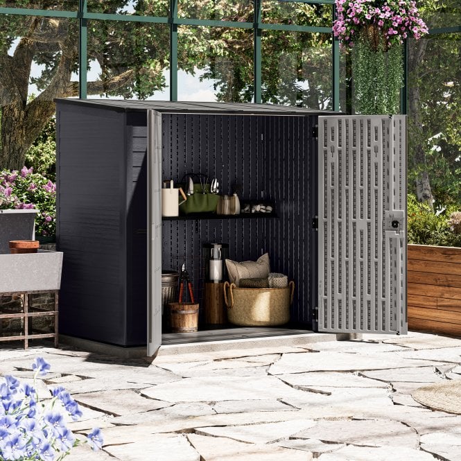 Modern Multi-Wall Resin Garden Shed 2.2 x 1.2 m (7 x 4 ft) with Full-Width Shelf - image 3
