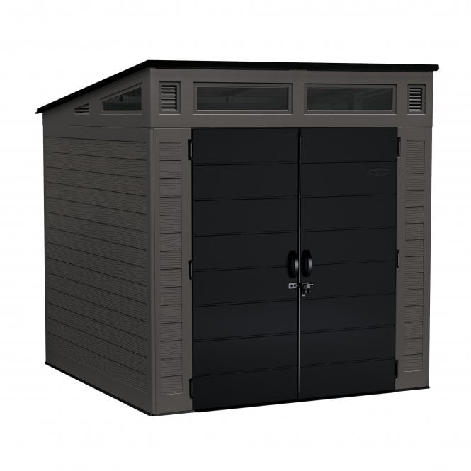 Modern Steel-Frame Resin Garden Shed 2.2 x 2.2 m (7 x 7 ft) Grey with Transom Windows - image 2