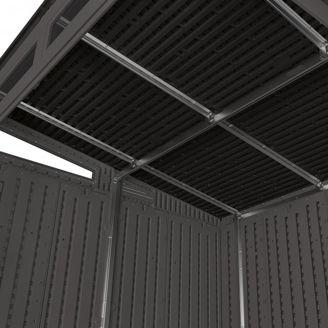 Modern Steel-Frame Resin Garden Shed 2.2 x 2.2 m (7 x 7 ft) Grey with Transom Windows - image 7