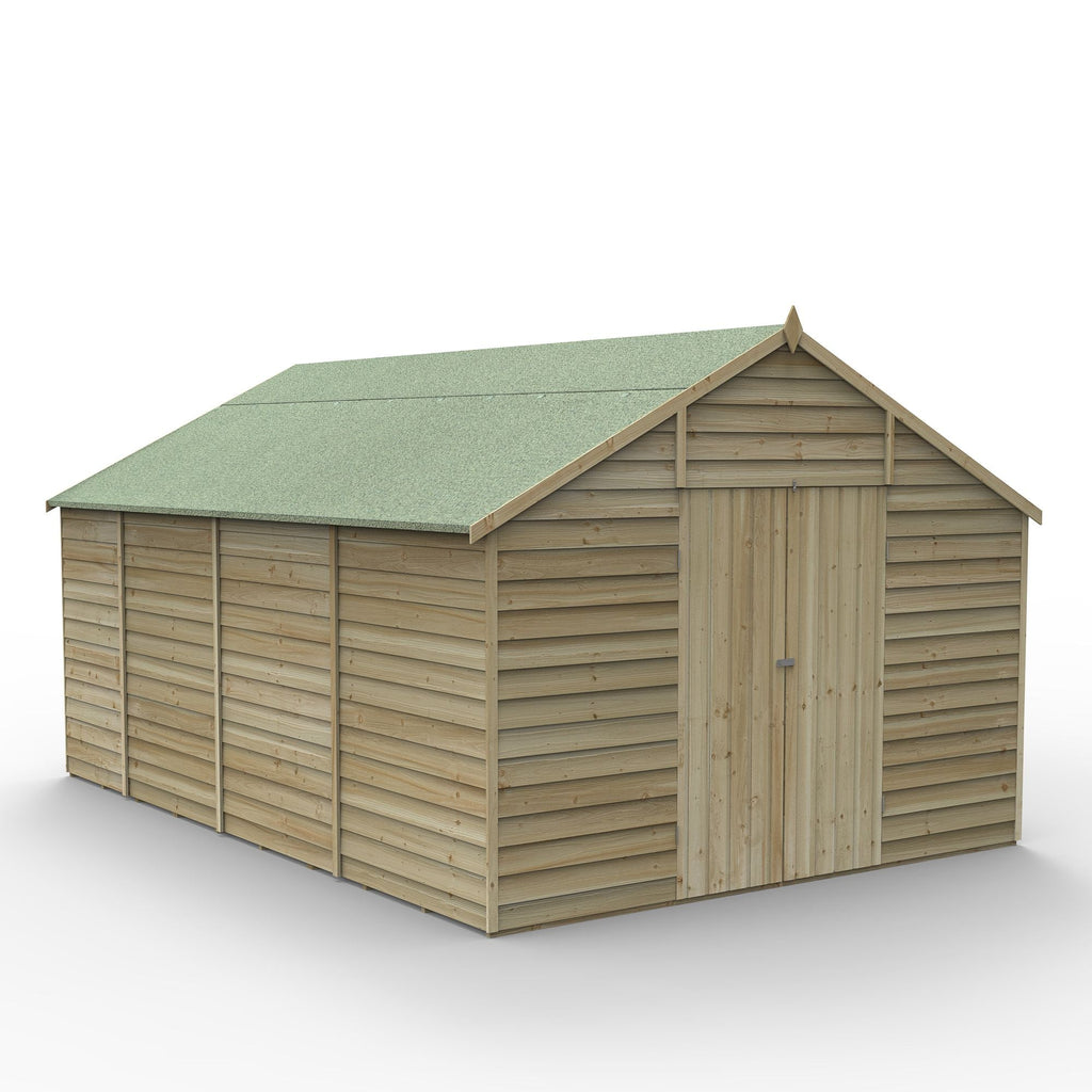 Overlap Timber Apex Shed 4.6 x 3.0 m (15 x 10 ft) Windowless Double Doors - image 1