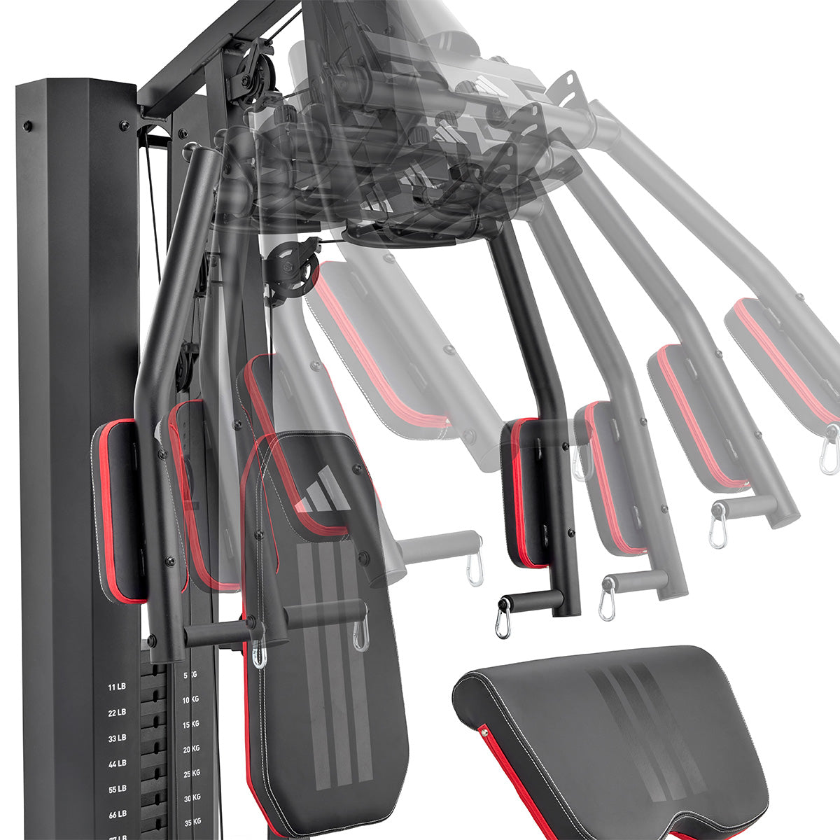 Pin-loaded multi-station home gym with 70 kg weight stack and leg press - view 12