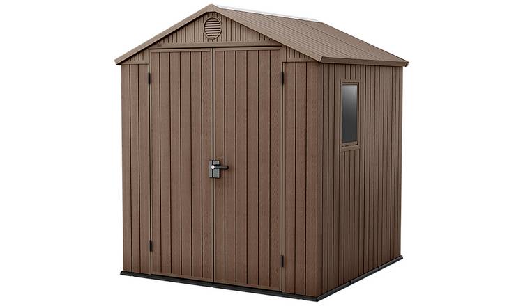 Plastic Apex Garden Shed 1.8 x 1.8 m (6 x 6 ft) Brown - image 1