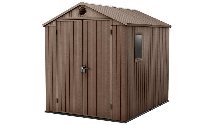 Plastic Apex Garden Shed 1.8 x 2.4 m (6 x 8 ft) Brown - image 1