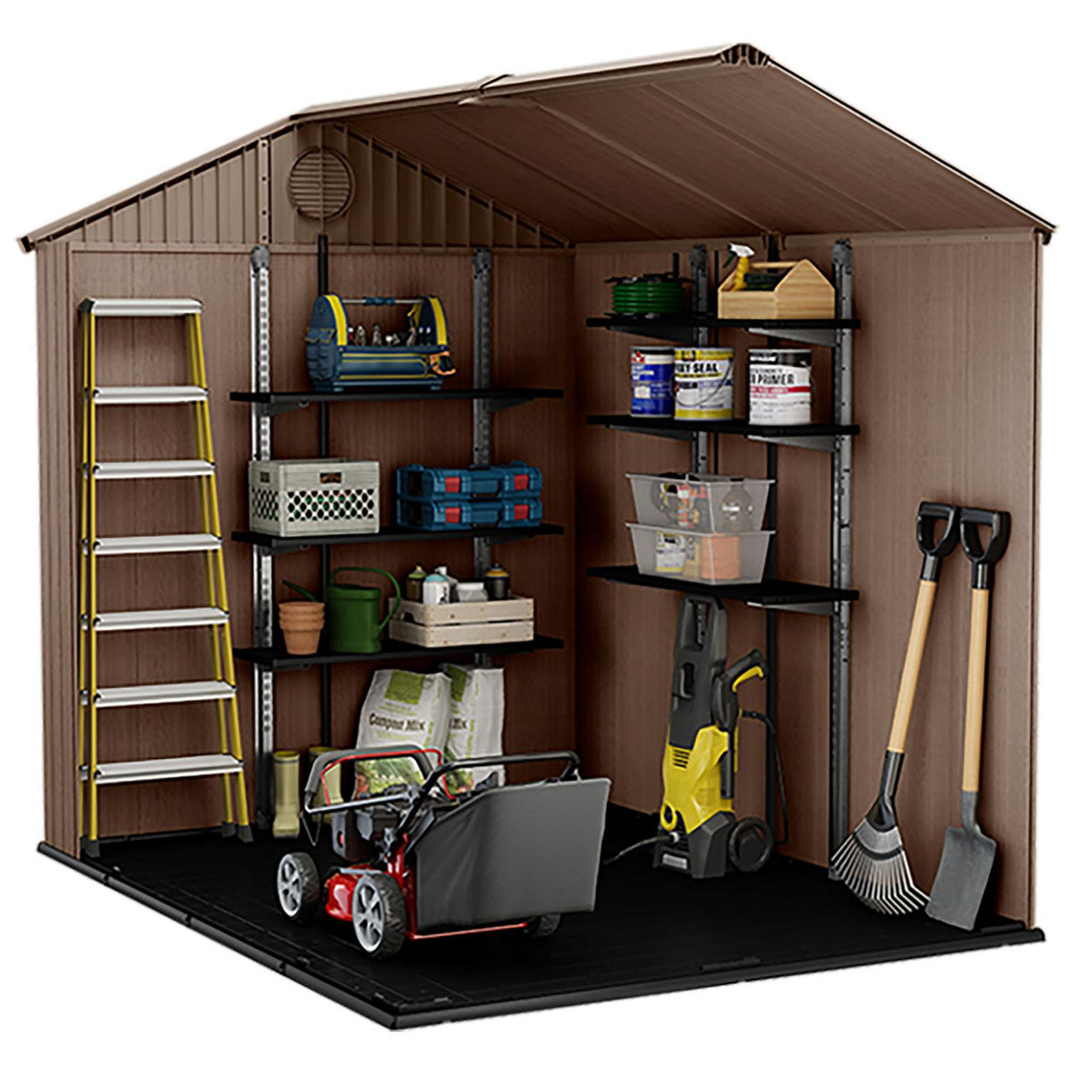 Plastic Apex Garden Shed 1.8 x 2.4 m (6 x 8 ft) Brown - image 6