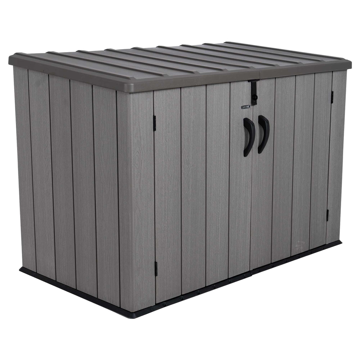 Plastic Bin Storage Shed 2124 Litres Wood Grain with Floor - Light Brown