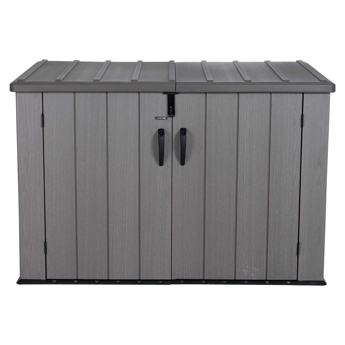 Plastic Bin Storage Shed 2124 Litres Wood Grain with Floor - Light Brown - view 2