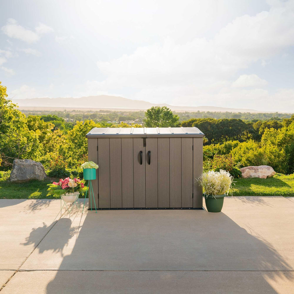 Plastic Bin Storage Shed 2124 Litres Wood Grain with Floor - Light Brown - view 24