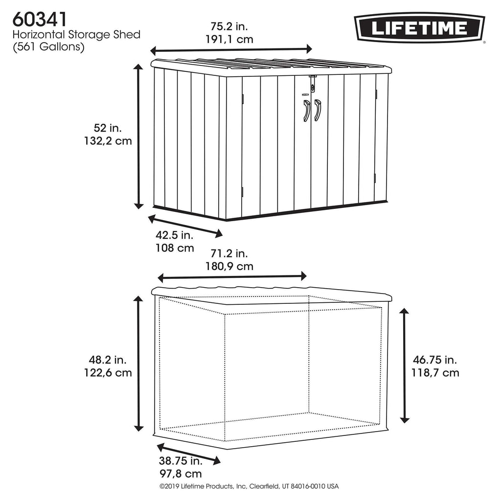 Plastic Bin Storage Shed 2124 Litres Wood Grain with Floor - Light Brown - view 27