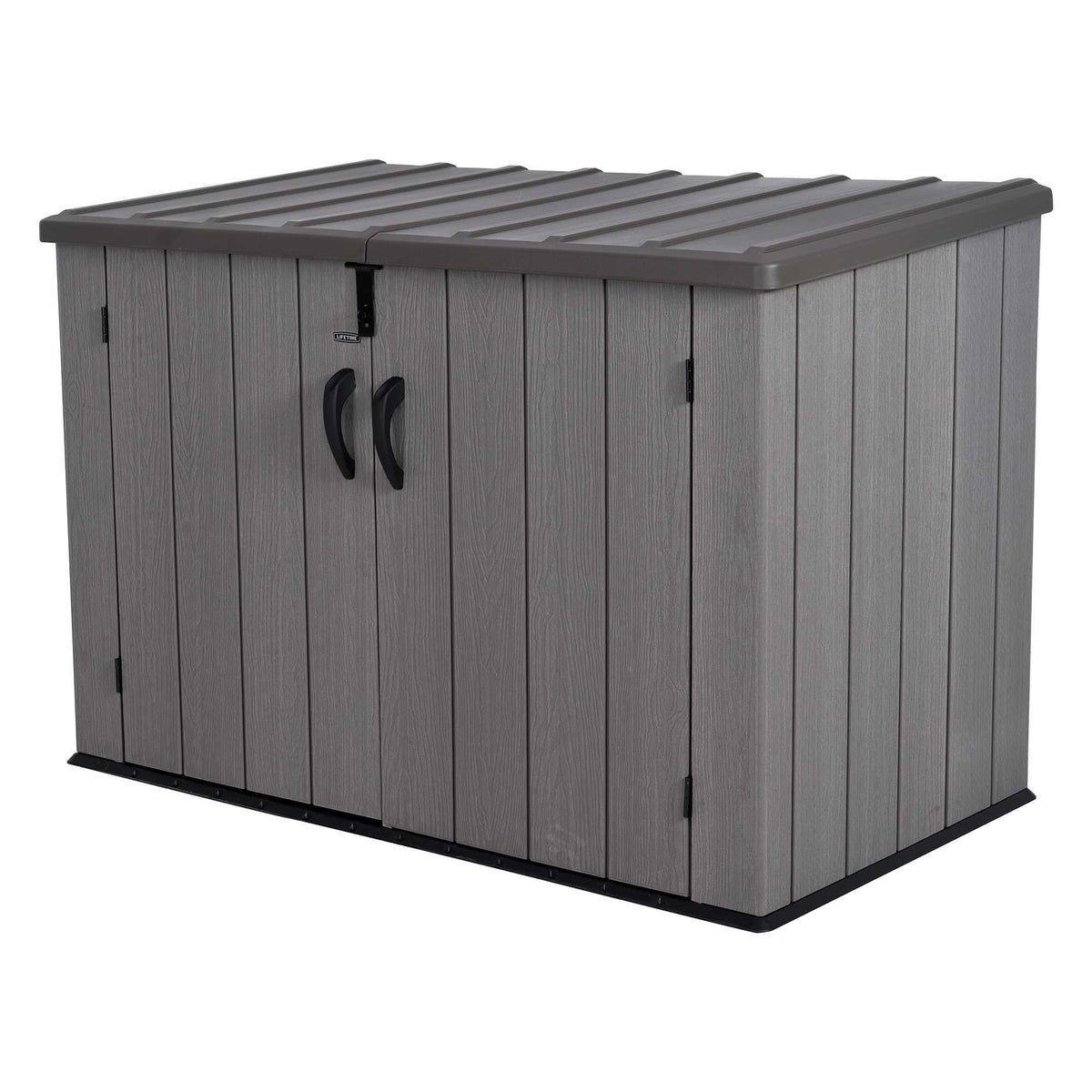 Plastic Bin Storage Shed 2124 Litres Wood Grain with Floor - Light Brown - view 3