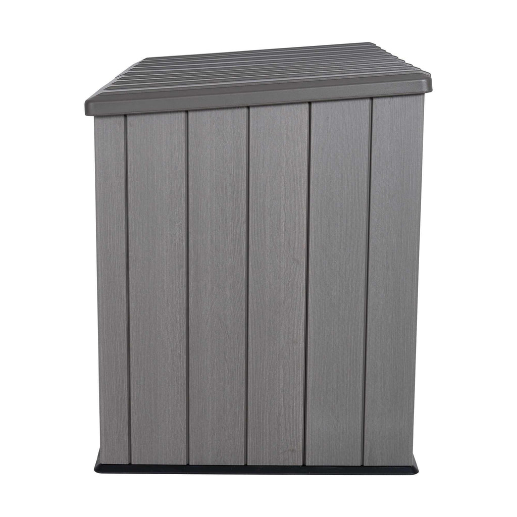 Plastic Bin Storage Shed 2124 Litres Wood Grain with Floor - Light Brown - view 4