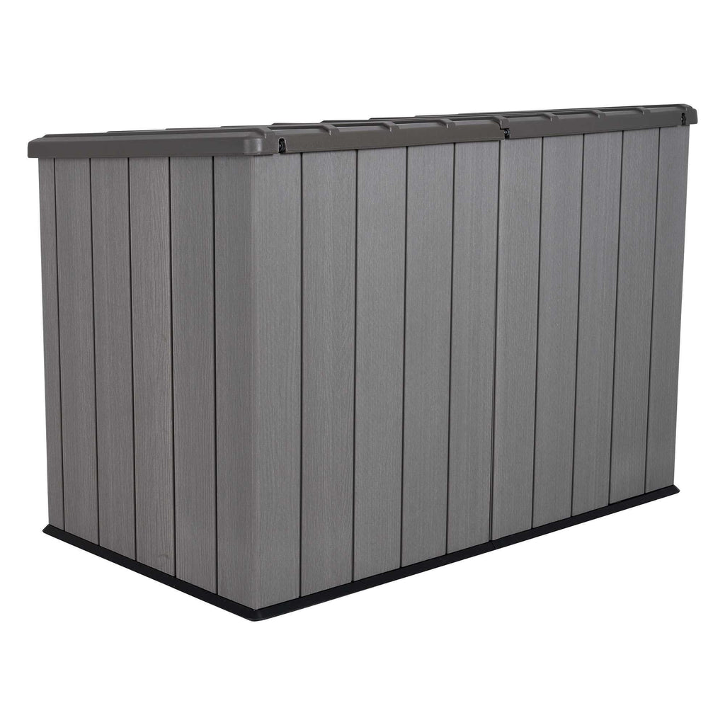 Plastic Bin Storage Shed 2124 Litres Wood Grain with Floor - Light Brown - view 5