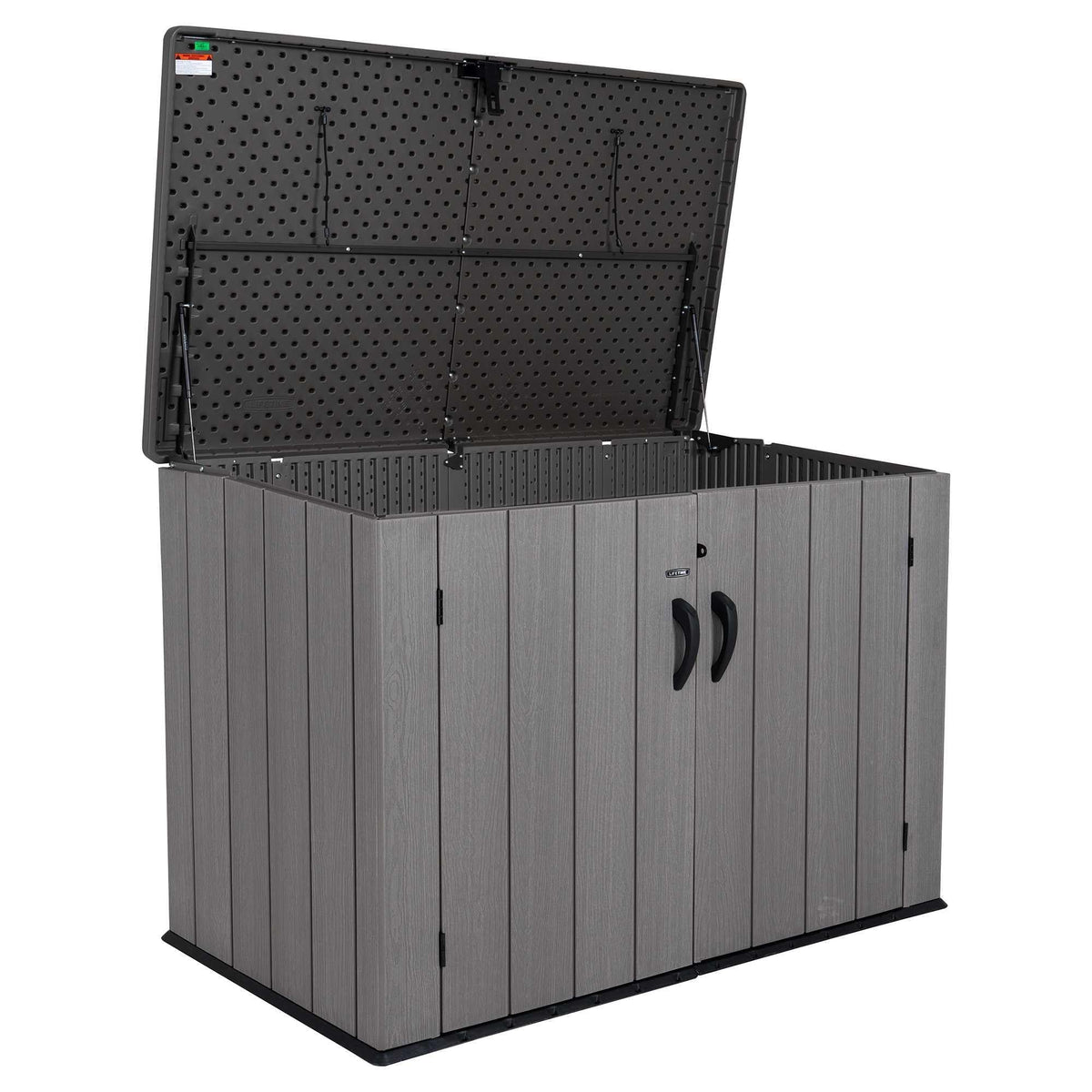 Plastic Bin Storage Shed 2124 Litres Wood Grain with Floor - Light Brown - view 9