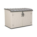 Plastic Bin Storage Shed for Two Wheelie Bins with Lockable Doors - Tan