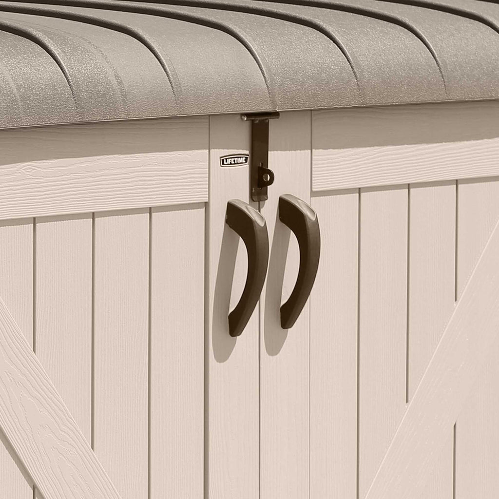 Plastic Bin Storage Shed for Two Wheelie Bins with Lockable Doors - Tan - view 13