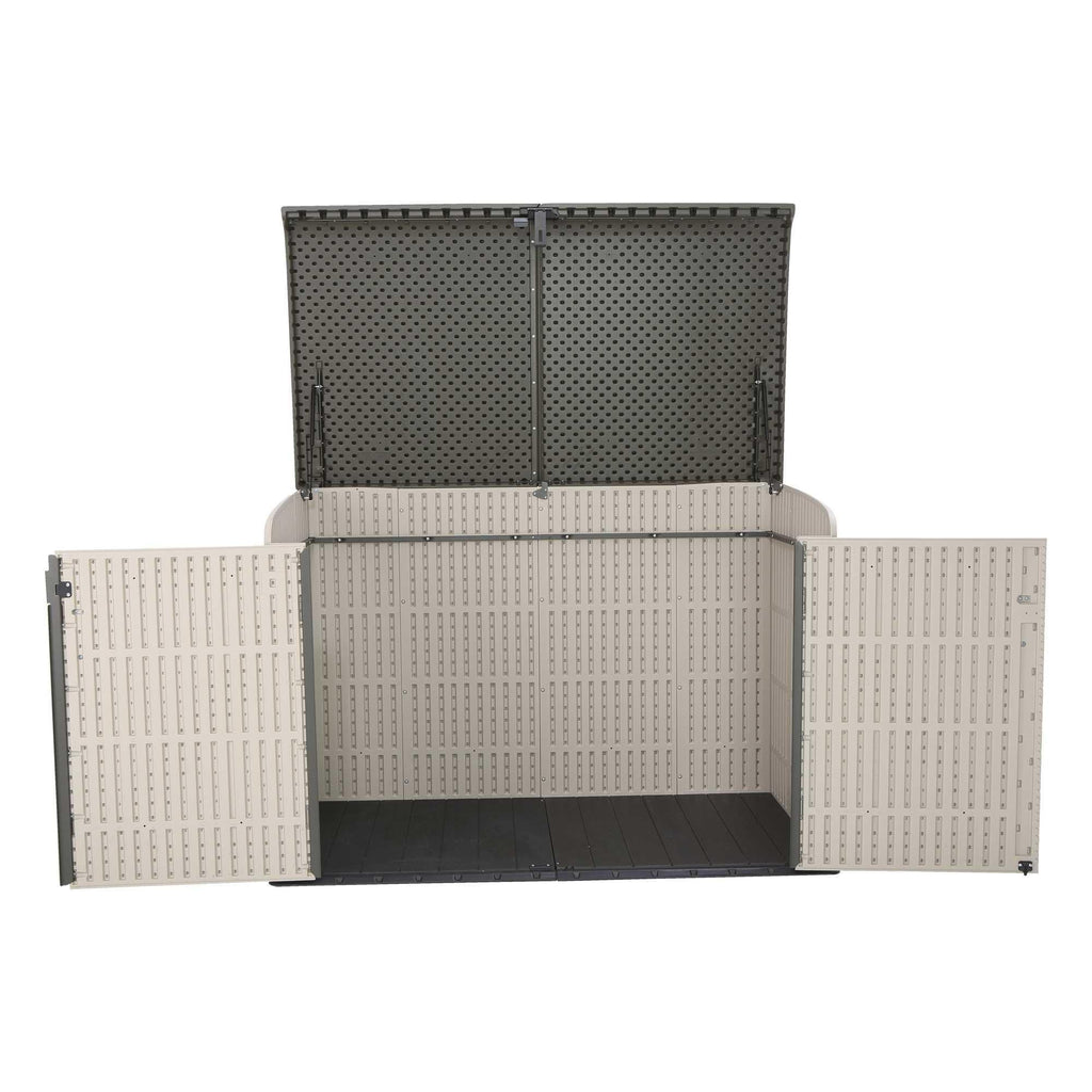 Plastic Bin Storage Shed for Two Wheelie Bins with Lockable Doors - Tan - view 2