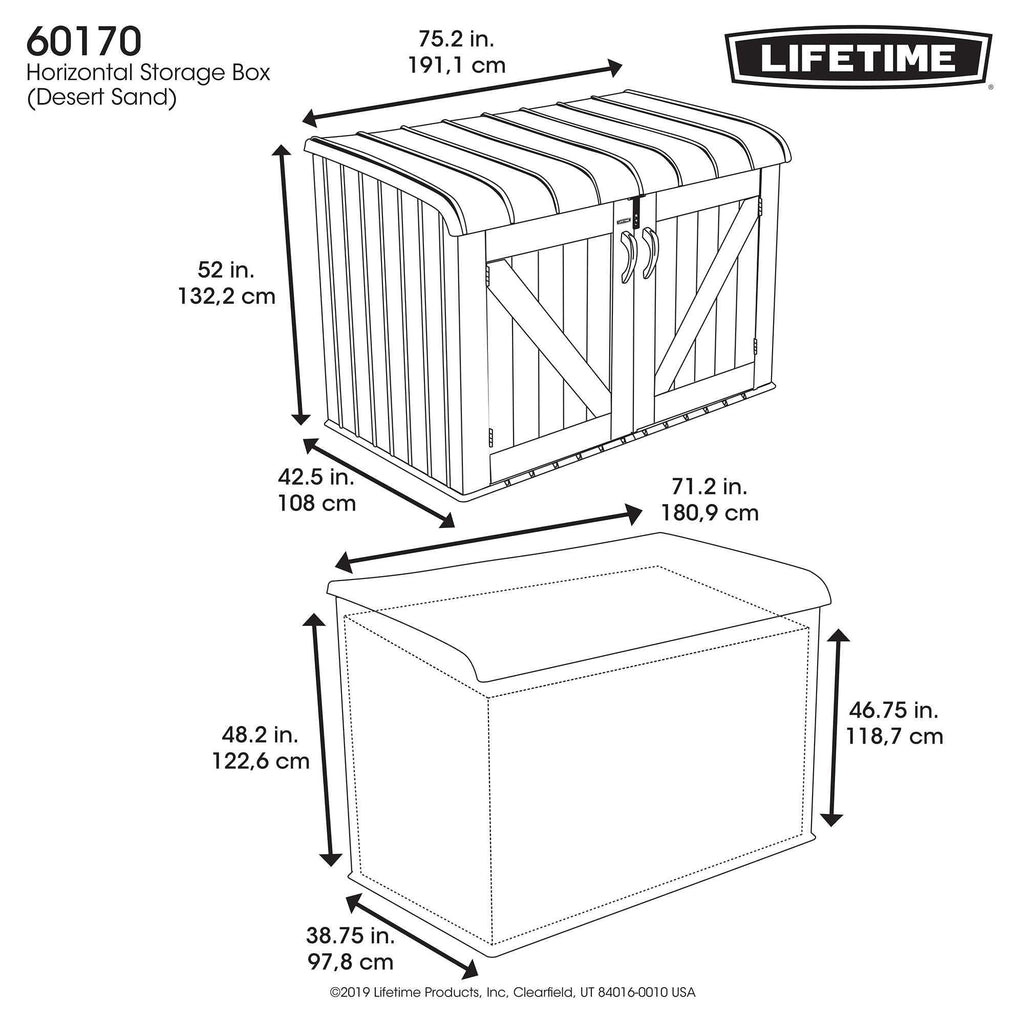 Plastic Bin Storage Shed for Two Wheelie Bins with Lockable Doors - Tan - view 31