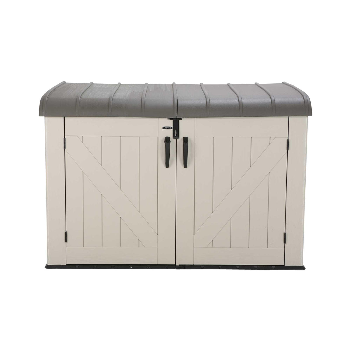 Plastic Bin Storage Shed for Two Wheelie Bins with Lockable Doors - Tan - view 8