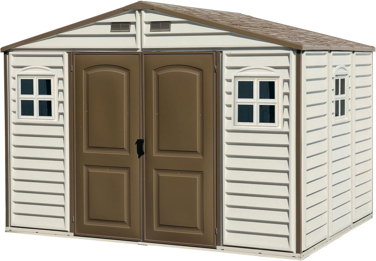Plastic Garden Shed 3.2 x 2.5 m (10 x 8 ft) with Double Doors and 3 Windows - image 1