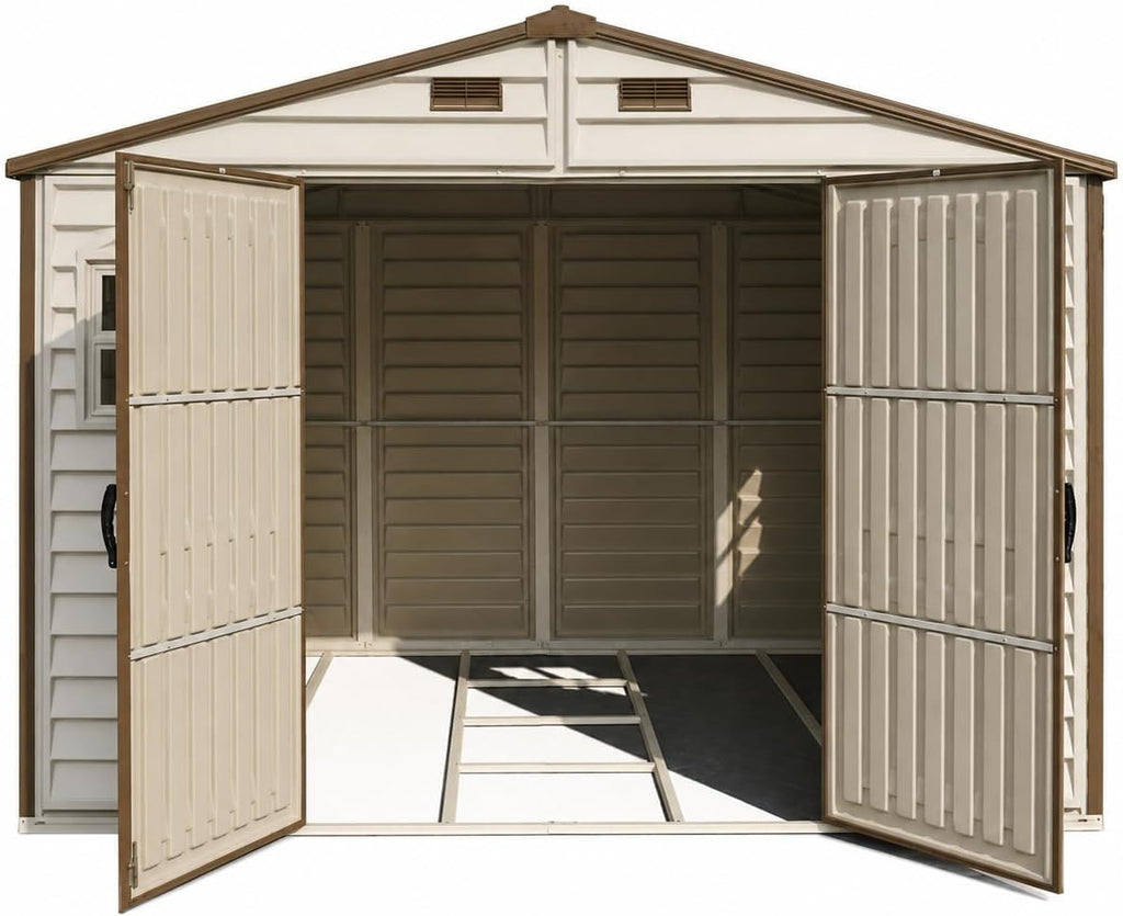 Plastic Garden Shed 3.2 x 2.5 m (10 x 8 ft) with Double Doors and 3 Windows - image 14
