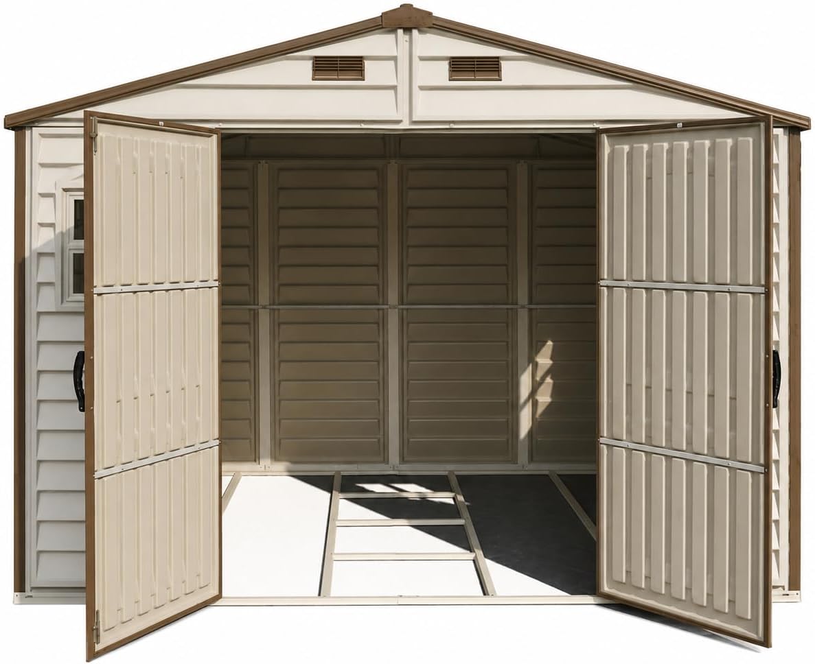 Plastic Garden Shed 3.2 x 2.5 m (10 x 8 ft) with Double Doors and 3 Windows - image 15