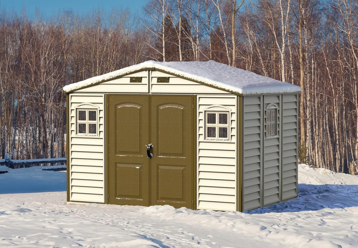 Plastic garden shed 10 x 8 ft with double doors and three windows - view 28