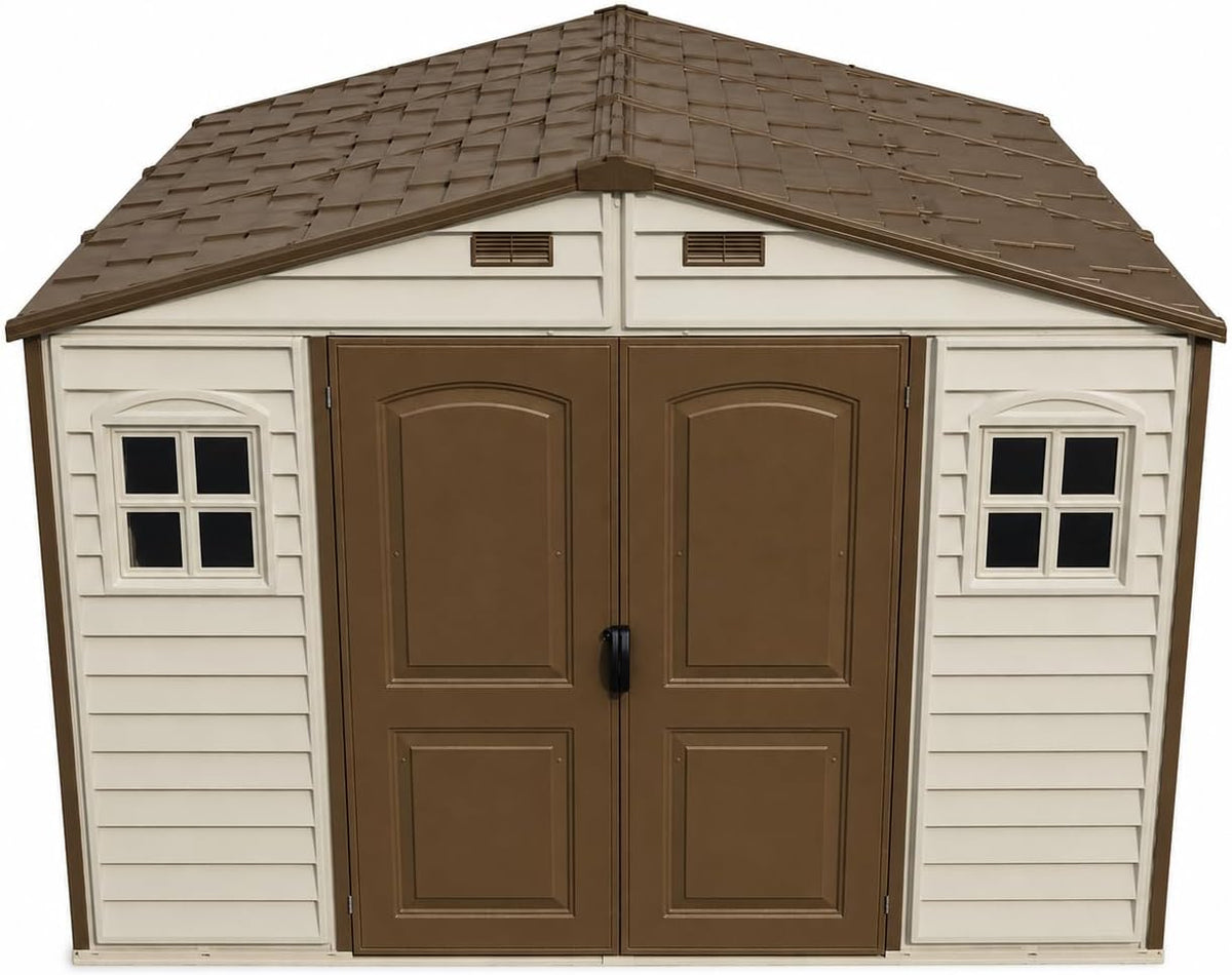 Plastic garden shed 10 x 8 ft with double doors and three windows - view 31