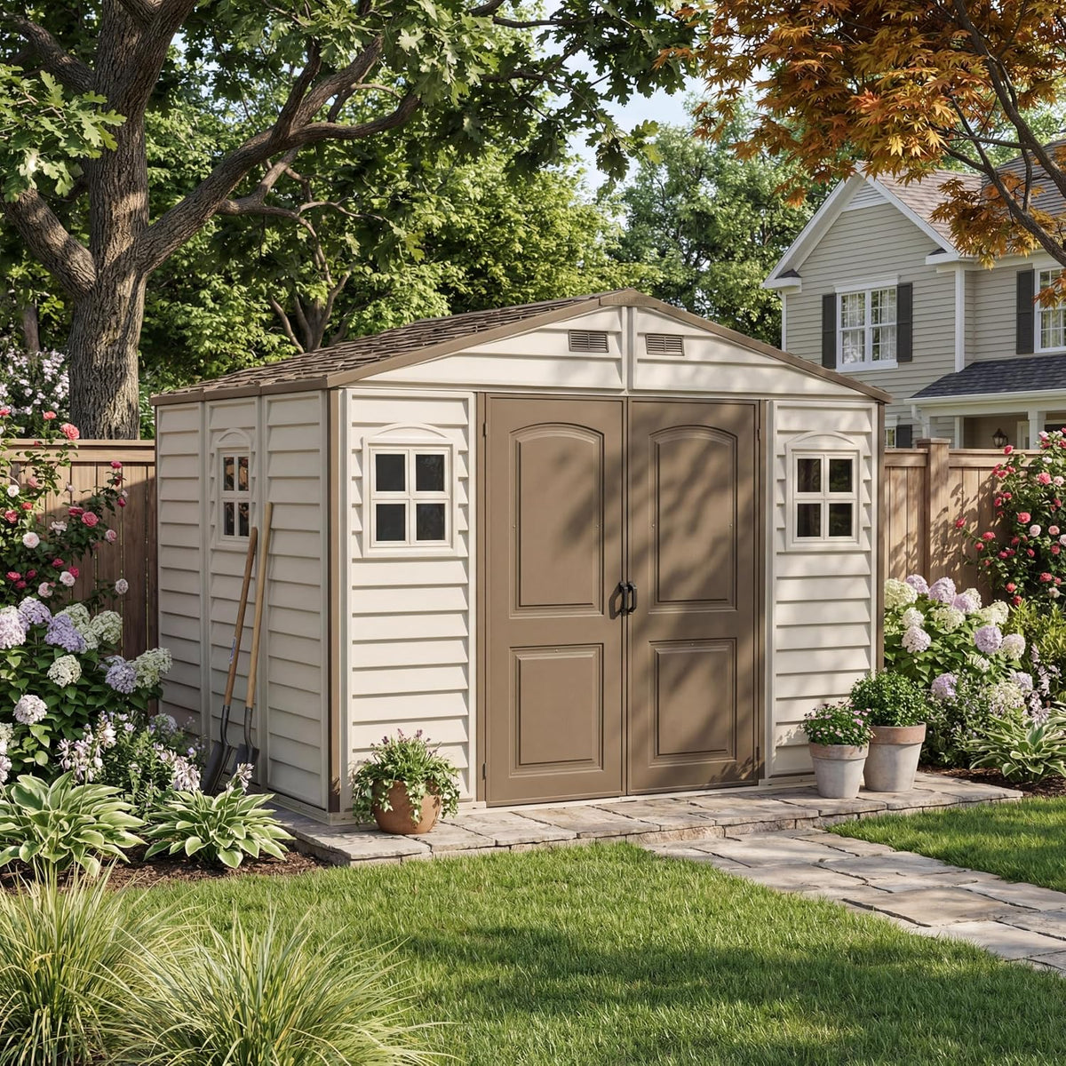 Plastic Garden Shed 3.2 x 2.5 m (10 x 8 ft) with Double Doors and 3 Windows - image 4