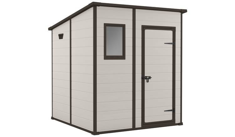 Plastic Pent Garden Shed 1.8 x 1.8 m (6 x 6 ft) Brown - image 1