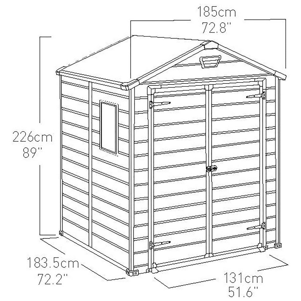 Plastic Pent Garden Shed 1.8 x 1.8 m (6 x 6 ft) Brown - image 10