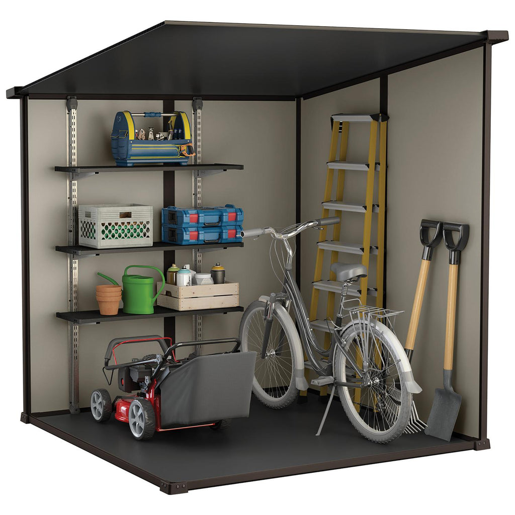 Plastic Pent Garden Shed 1.8 x 1.8 m (6 x 6 ft) Brown - image 8